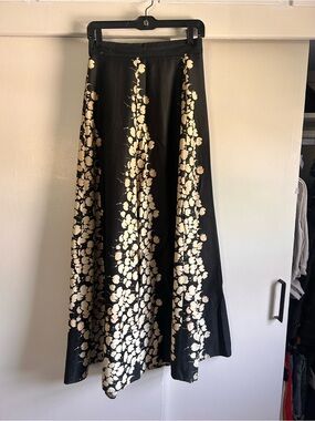 Vintage Black Floral Panel Maxi Skirt
